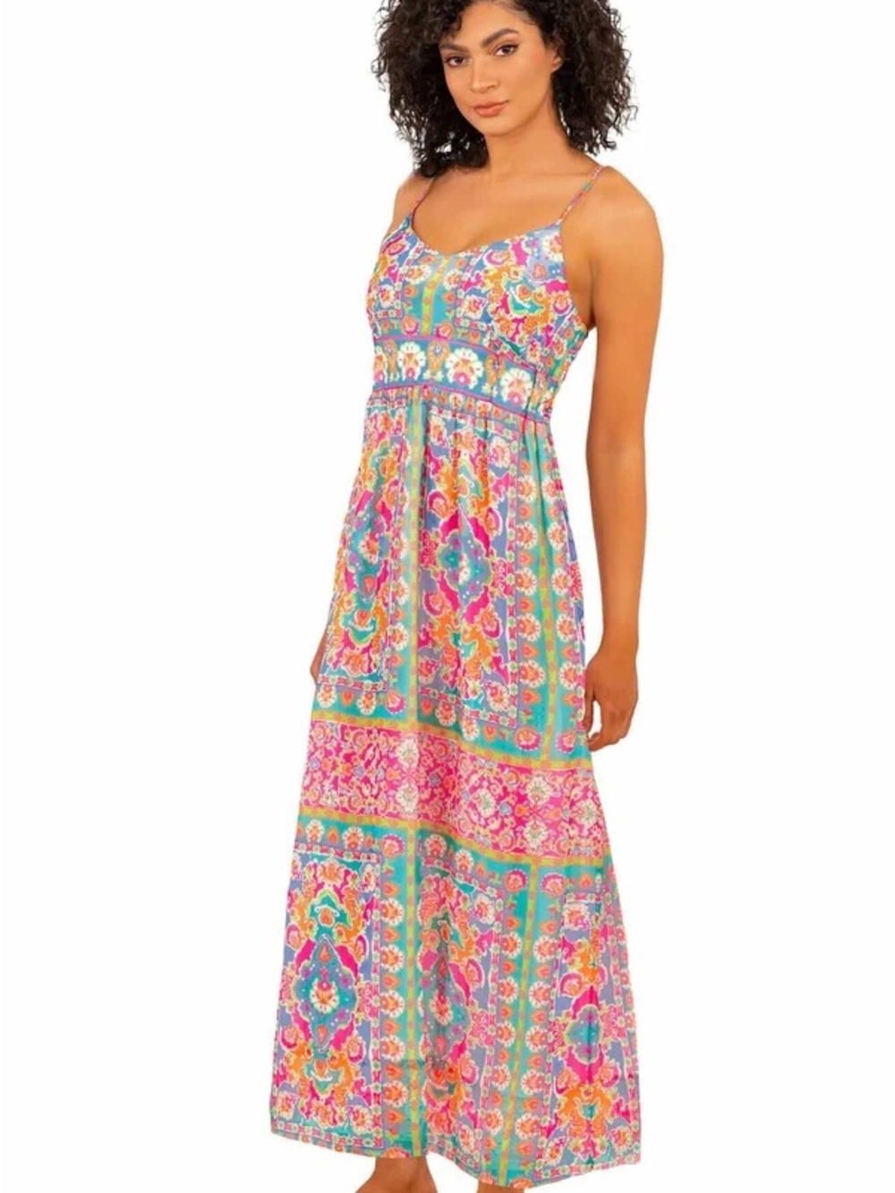 Gretchen Scott Fiesta Time Maxi Dress- Watteau- Pink & Teal